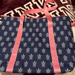 Vera Bradley Blue and Pink Cooler Bag with Turtles.
